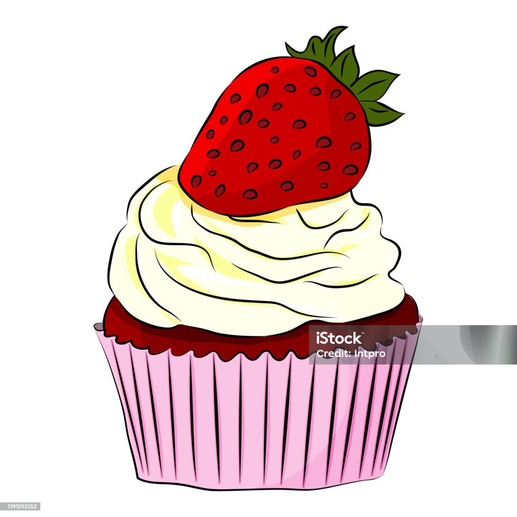 Strawberry Cartoon Cupcake Isolated On The White Background Design For Decor Cards Print Web Poster Banner Tshirt Flat Style Vector Illustration Stock Illustration - Download Image Now - iStock Strawberry Cartoon Cupcake Isolated On The White Background Design For Decor Cards Print Web Poster Banner Tshirt Flat Style Vector Illustration Stock Illustration - Download Image Now - iStock