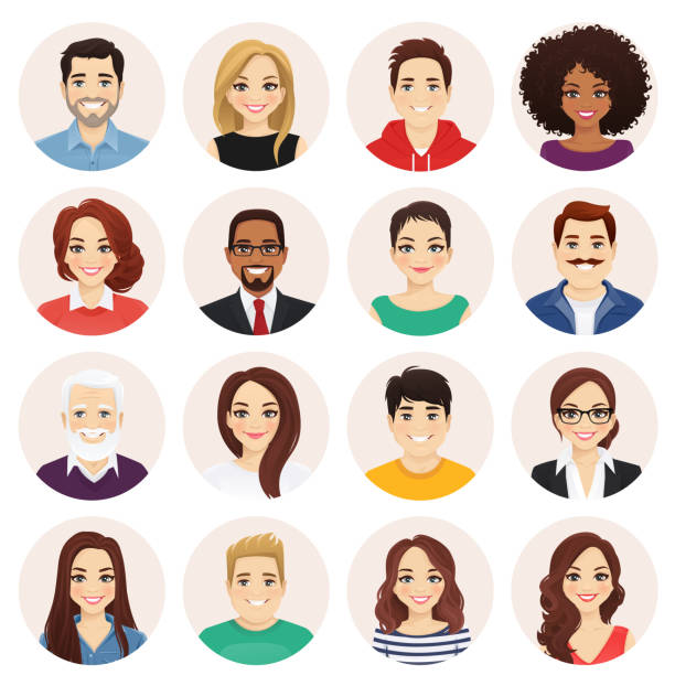 illustrazioni stock, clip art, cartoni animati e icone di tendenza di set persone - avatar