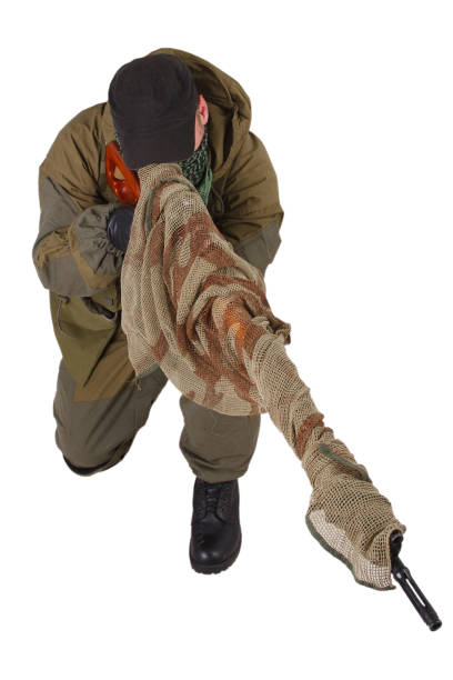 istock guerilla sniper with SVD rifle isolated on white background 1191022363