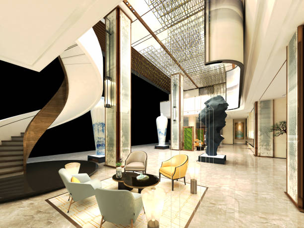 istock 3d render of luxury hotel lobby and reception 1191034135