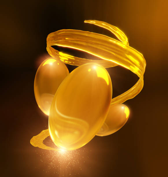 Oil spiral and Capsules with clipping path,Health care concept,3d rendering
