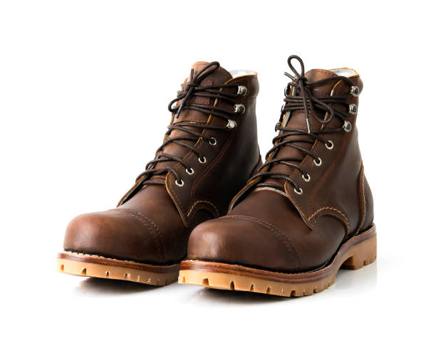istock Men fashion leather brown boot isolated on a white background. 1191044066