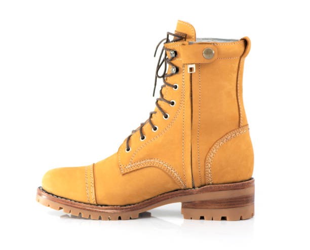 istock Men fashion yellow boot leather with zipper, side view 1191044170