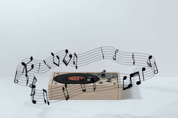 istock Phonograph with white background, plays music, 3d rendering. 1191045093