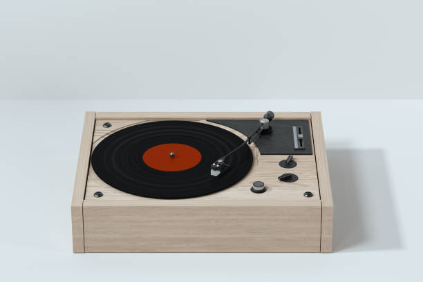 istock Phonograph with white background, plays music, 3d rendering. 1191045119