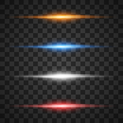 Glowing light effects, star burst with sparkles on transparent background