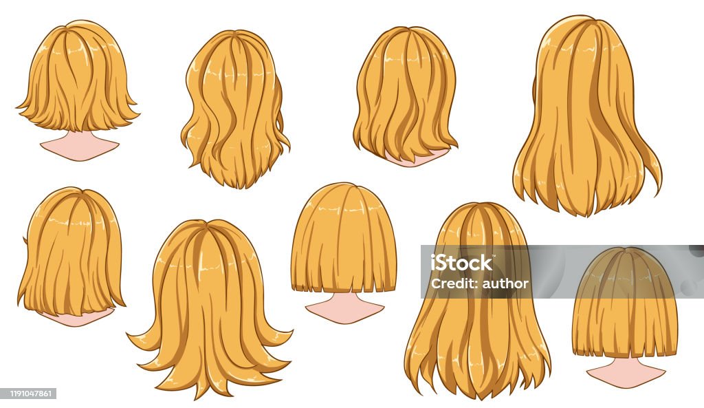 Beautiful Hairstyle Of Woman Hair Rear View Stock Illustration - Download  Image Now - Hair, Back, Long - iStock