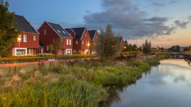 istock Ecological suburban street at night 1191050019