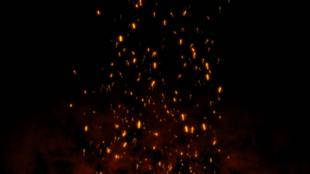 istock Burning red hot flying sparks fire in the night sky. Beautiful abstract background flying on black background. 1191052465