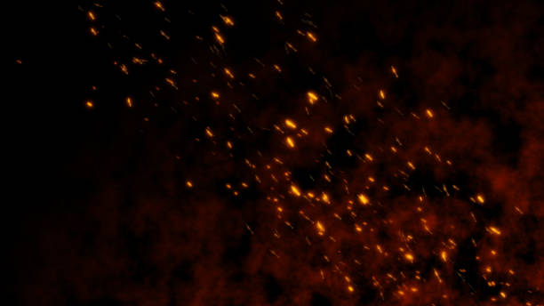 istock Burning red hot flying sparks fire in the night sky. Beautiful abstract background flying on black background. 1191052468