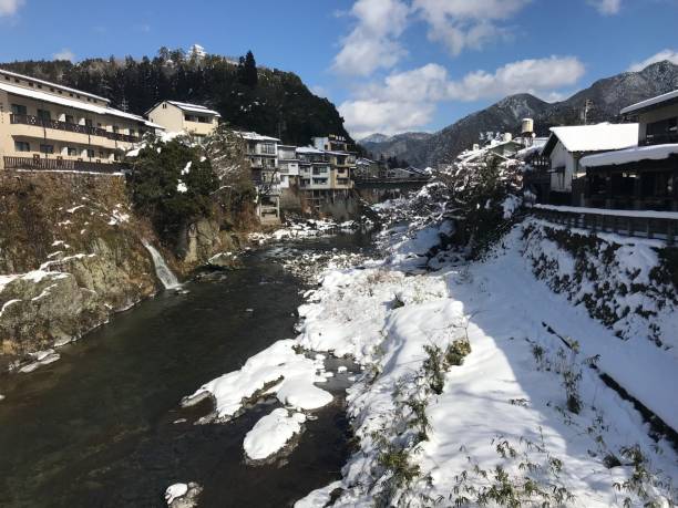 istock Japan hotspring area in winter 1191059096