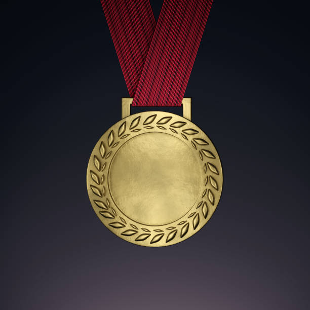 istock Blank Gold Medal with ribbon. 3d render 1191060847