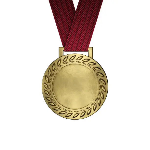 Blank gold medal isolated on white. 3d render