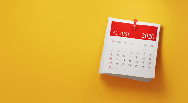 istock 2020 Post It August Calendar on Yellow Background 1191060938