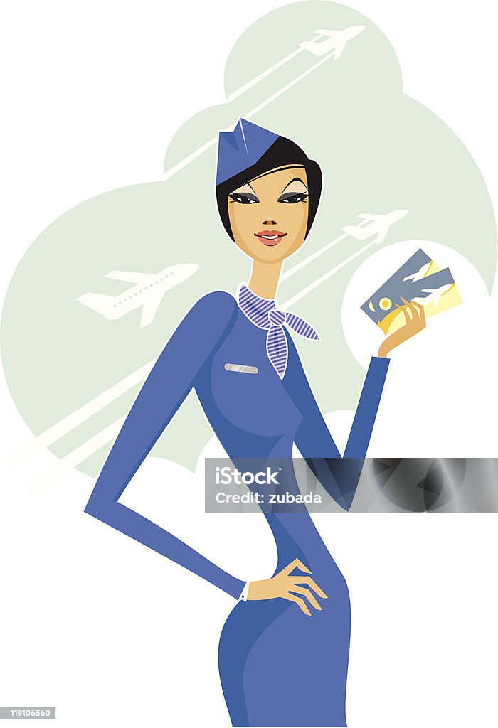 Piękne stewardess - Grafika wektorowa royalty-free (Bilet)