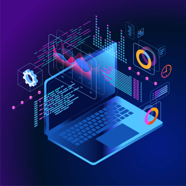 istock Concept of the idea of innovative data analysis. Data analysis. Page template. 3d isometric illustration 1191071158