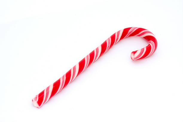 istock pink stripy cany cane isolated on white 119107376