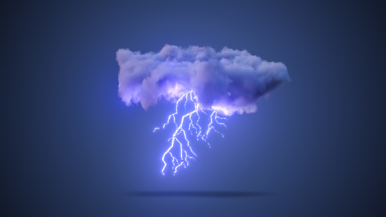 3D Render of a simple Cloud with Thunderstorm