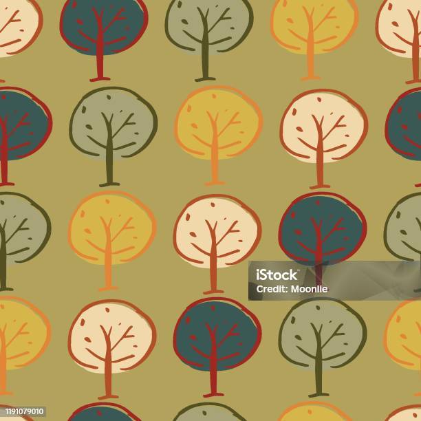 Tree Repeating Pattern Trees Woodland Seamless Repeat Pattern Design Stock Illustration ...