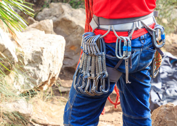 istock Climber harness with hanging express belt.Climbing concept 1191079711