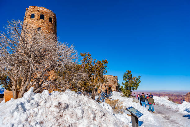 grand canyon - bend sun river snow - fotografias e filmes do acervo