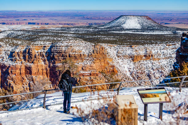 grand canyon - bend sun river snow - fotografias e filmes do acervo