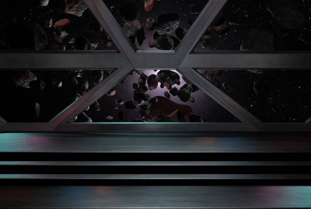 istock sci fi  corridor with view of space galaxy 3d rendering 1191086490