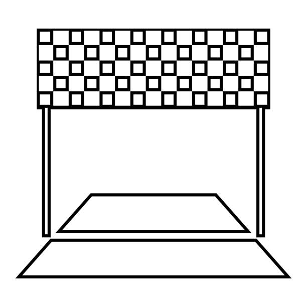 仕上げコンセプト マラフォンラインレーシングパノラマロードアイコンアウトライン黒色ベクトルイラスト フラットスタイル画像 - maraphon点のイラスト素材／クリップアート素材／マンガ素材／アイコン素材