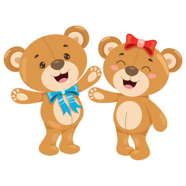 illustrazioni stock, clip art, cartoni animati e icone di tendenza di cartone animato little funny teddy bear - hair care illustrations