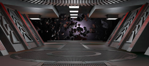 istock sci fi  corridor with view of space galaxy 3d rendering 1191091435