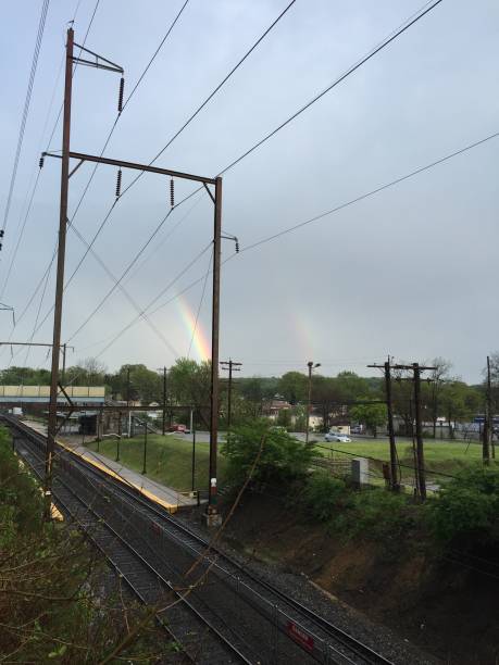 Oreland station after a brief rainstorm over Philadelphia resulting in a double rainbow
