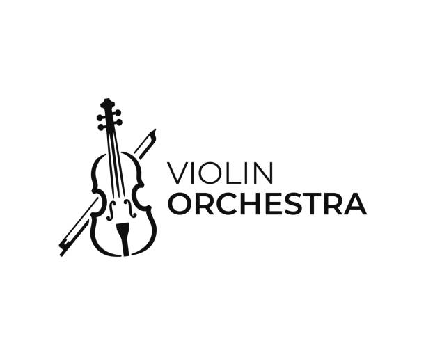 ilustrações, clipart, desenhos animados e ícones de design de violino e arco. projeto do vetor do violino. ilustração do instrumento da música - violino