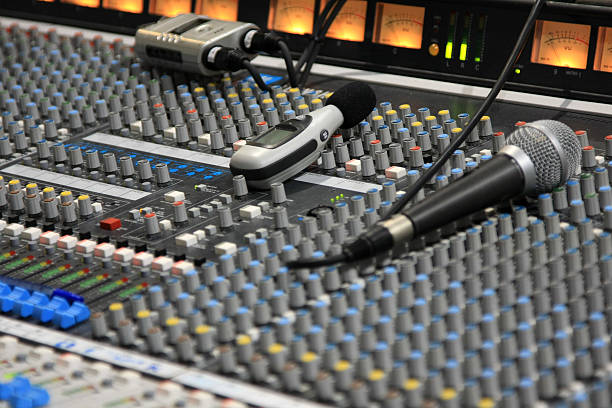 istock Close up of mixing desk controls 119111294