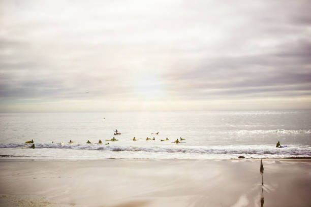 Surfers at the Atlantic ocean