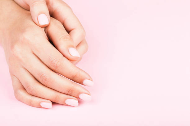 istock Female's hands with classic pastel manicure. 1191114278