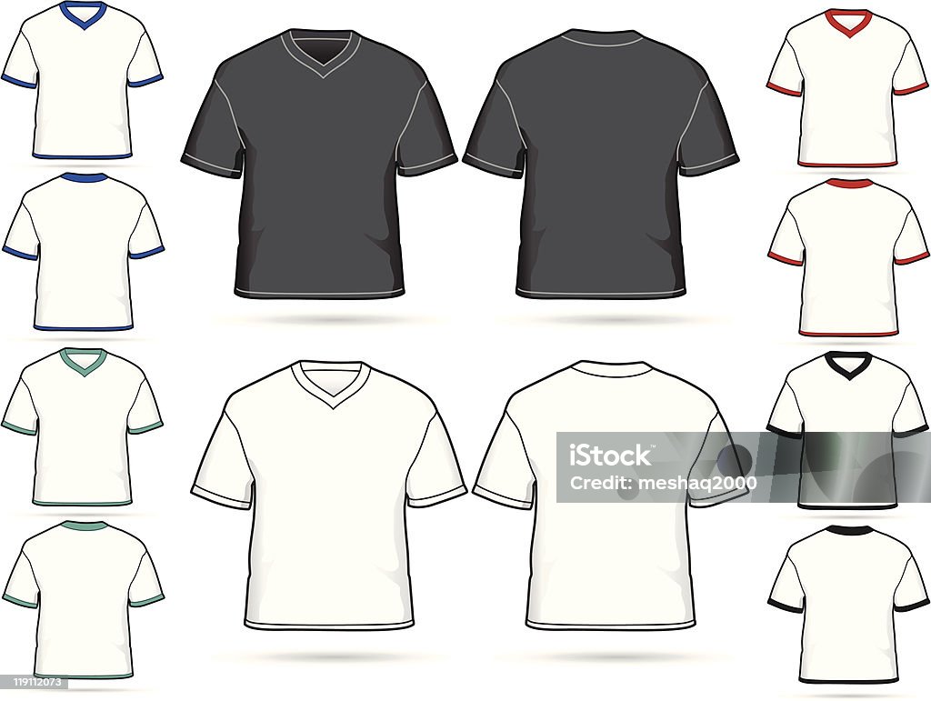 v-neck t-shirt set  Black Color stock vector