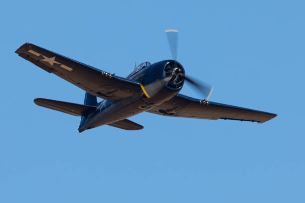 istock Extremely close front view of an American WWII fighter plane ( F6F Hellcat ) 1191123741
