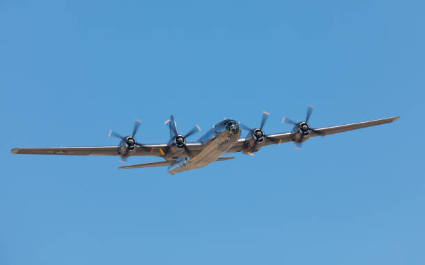 istock Front view of a rare WWII bomber (B-29 Superfortress) flying 1191124269