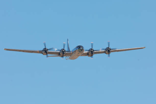 istock Front view of a rare WWII bomber (B-29 Superfortress) flying 1191124322
