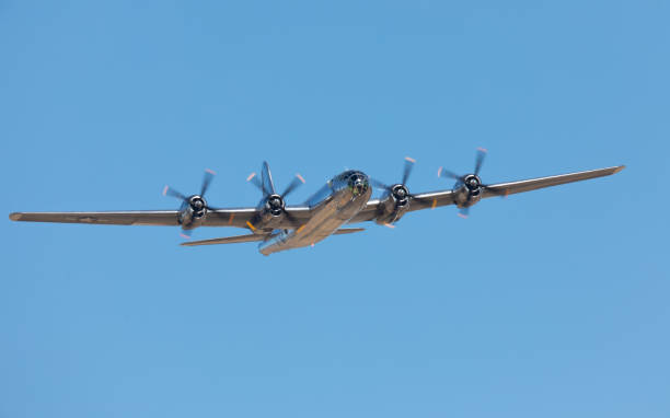 istock Front view of a rare WWII bomber (B-29 Superfortress) flying 1191124391