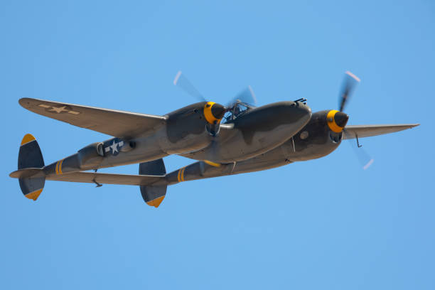 istock Very close frontal view  of P38 Lightning (WWII American fighter plane) 1191124464