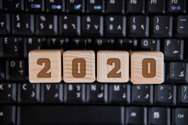 istock 2020 on cubes, on a black keyboard 1191126273