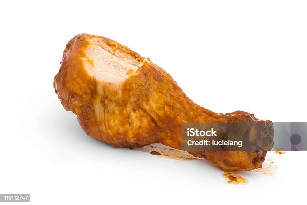 Pollo Barbecue Drumsick Con Morso Preso - Fotografie stock e altre immagini di Morsicato - Morsicato, Carne di pollo, Coscia di pollo