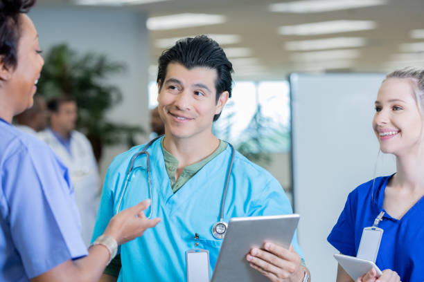 istock Nurse training two new nursing students on their first day 1191132740