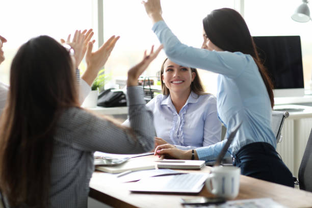 istock Group business people celebration in office victory 1191133205