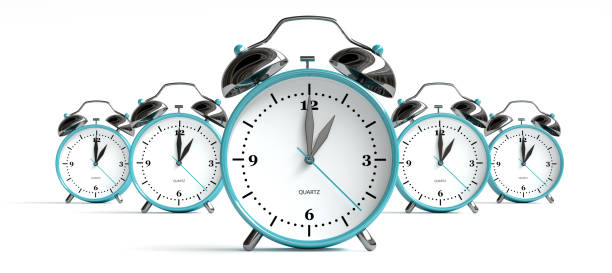 istock Many alarm clocks - 5 pieces - 3D rendering 1191133886