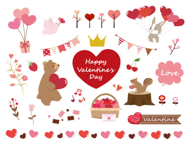 ilustrações de stock, clip art, desenhos animados e ícones de valentine’s set1 - valentines day gift white background gift box