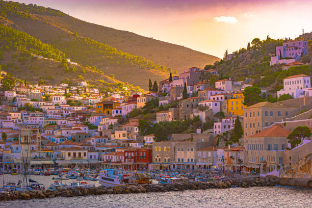 istock Panoramic view on greek island Idra, Hydra at summer day 1191145303