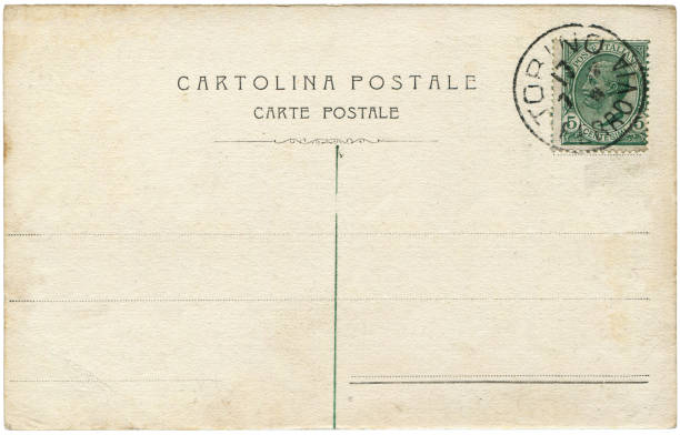 Vintage postcard sent from Torino, Italy in early 1900s, a very good background for any usage of the historic postcard communications. stock photo