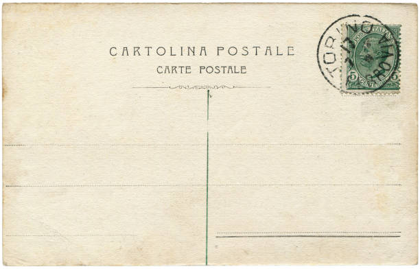 vintage postcard sent from torino, italy in early 1900s, a very good background for any usage of the historic postcard communications. - obsolete old fashioned retro revival 20th century style imagens e fotografias de stock